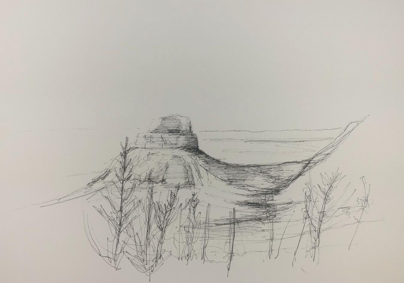   Untitled , Scotts Bluff, Nebraska, 2021  Micron Pen on Paper, 11 x 14” 