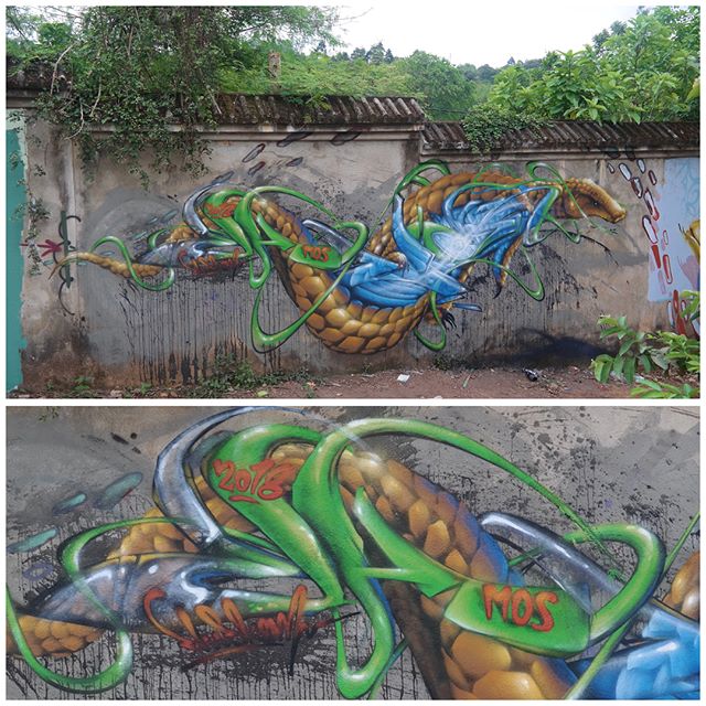A twisted pangolin graffiti mashup at Meeting of styles vietnam 2018 in Hue.
🐲
Had a cool time meeting writers and artists from all over the world, and catching up with old mates.
🐉
Thanks to @meetingofstylesvn for making it all happen!
✌🏻
