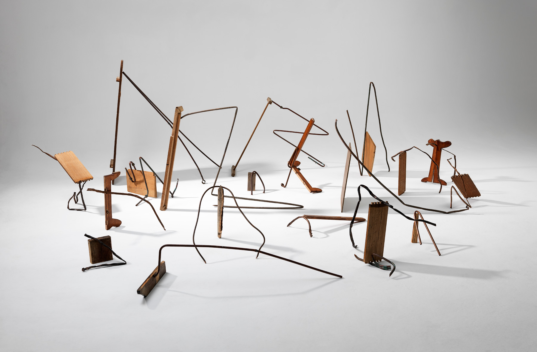   Open Cluster,  2018  copper piping, timber, timber laminate  approx 130 x 280 x 240 cm  Photograph Grant Hancock 