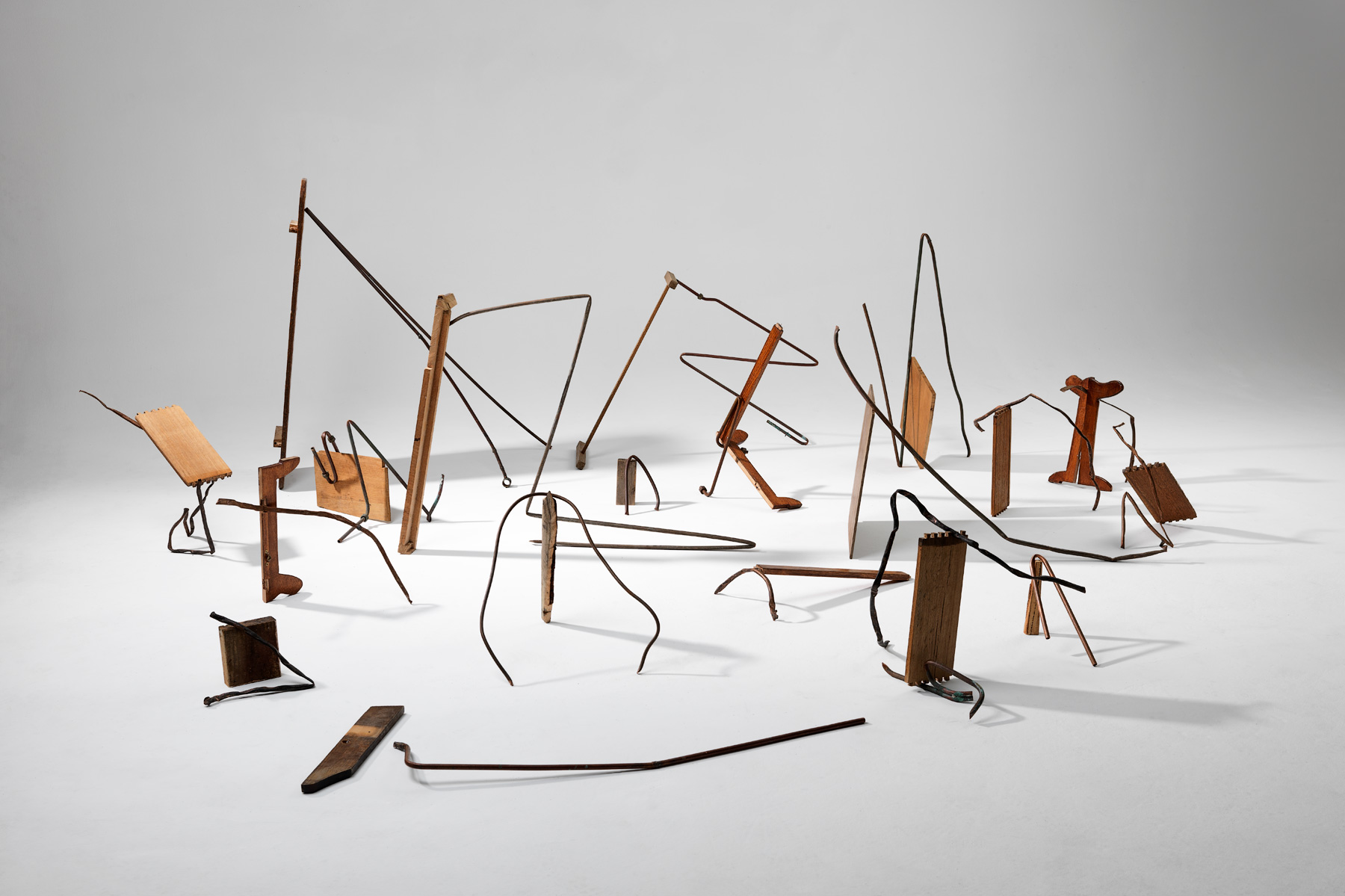   Open Cluster,  2018  copper piping, timber, timber laminate  approx 130 x 280 x 240 cm  Photograph Grant Hancock 