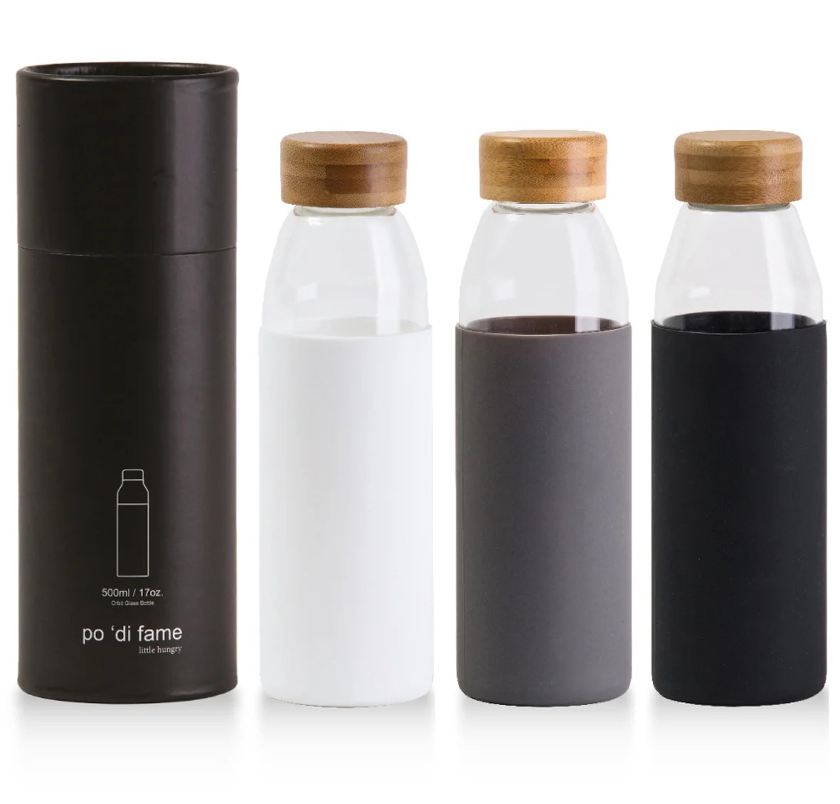 Orbit Glass Bottle#POGB-ALL-COLOURS-WITH-PRESENTATIONAL-TUBE.jpg