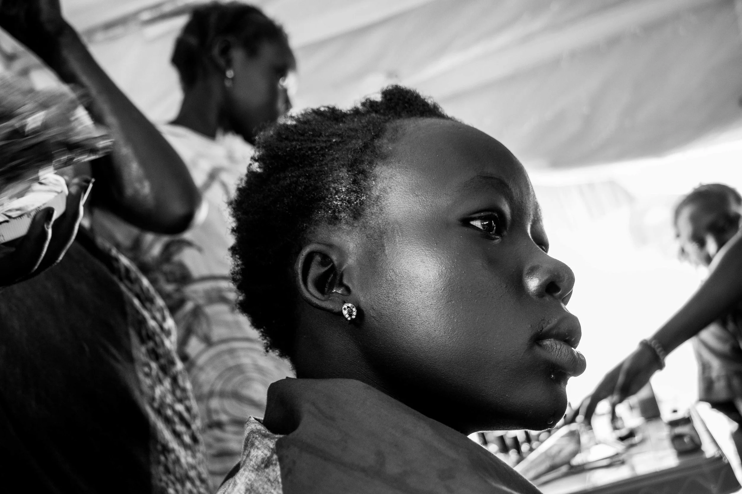 The beauty parlour, Protection of Civilians camp, Malakal, South Sudan.