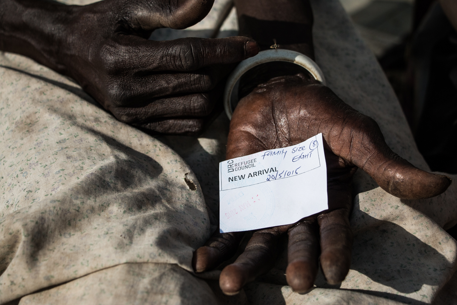 A new arrival to Bentiu PoC camp. In spring 2015 South Sudan's government launched a massive and catastrophic military offensive across Unity state, aimed at crushing rebel support. The offensive was characterised by unspeakable crimes against civil