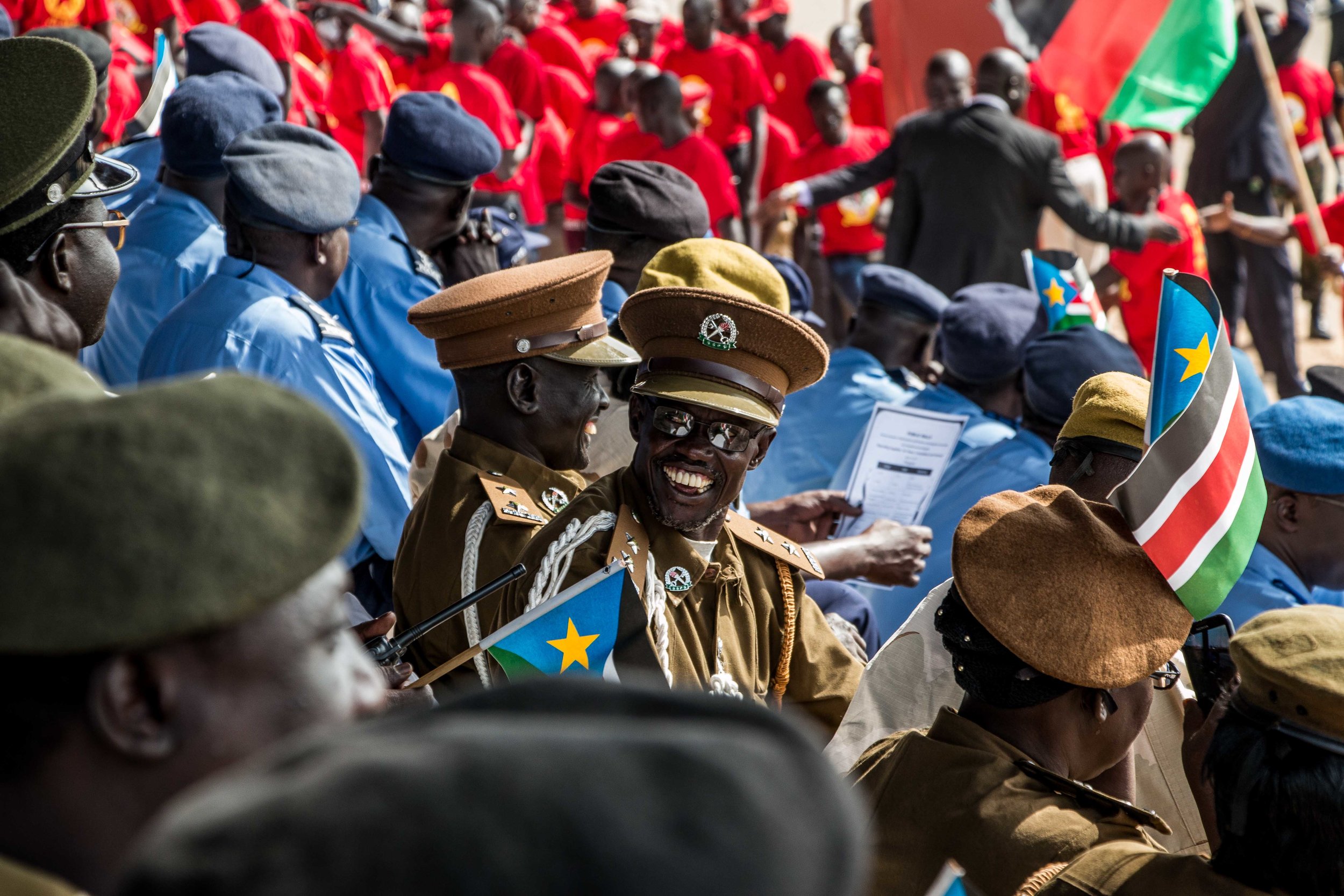 Government loyalists during a presidential rally, Juba, South Sudan, 2015.