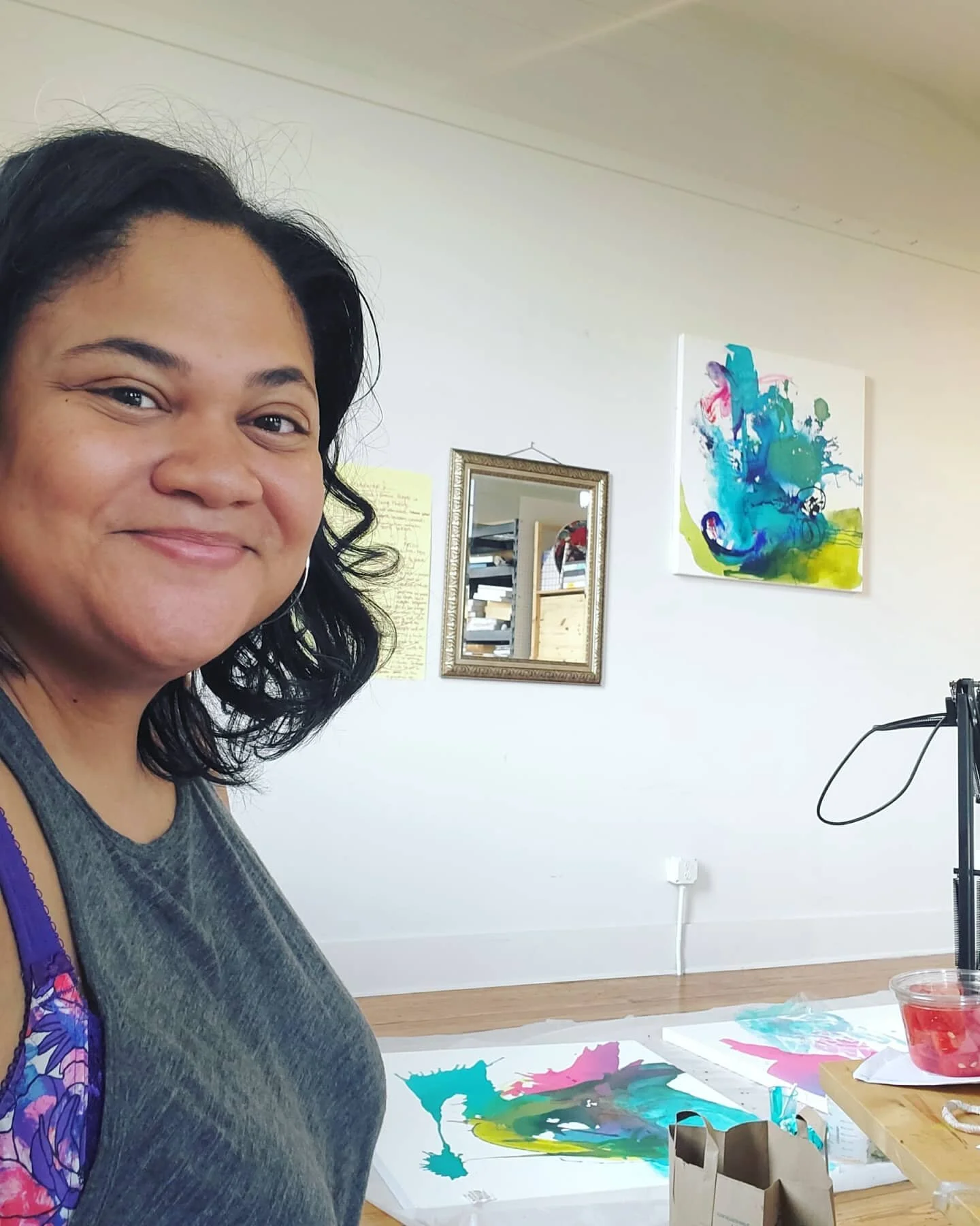 HIIII. Join me this Saturday for the first in-person event of 2021! It's Open Studio time! Come see the new work and learn about the @black.breathing project. Come meet me in person!! Come buy art. Whatever the reason, JUST COME.* Link in bio. *Must 