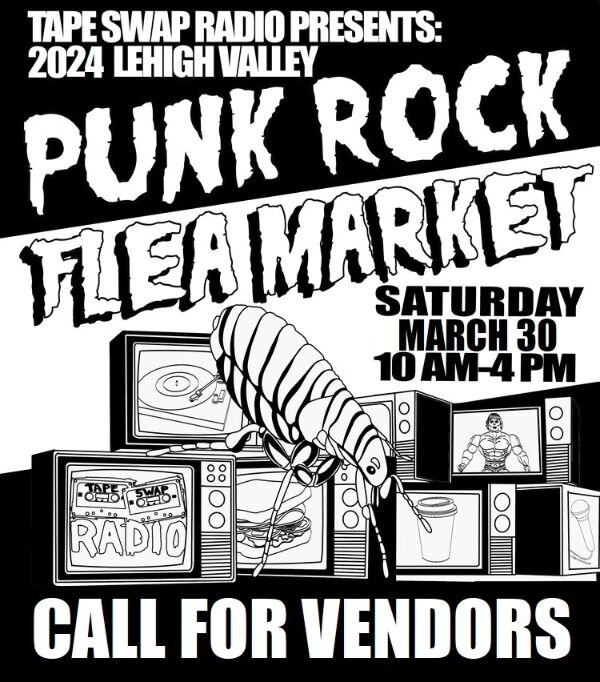 Save the date! On Saturday, March 30th, we're psyched to bring the Lehigh Valley Punk Rock Flea Market back to the Ice House in Bethlehem for our 2024 event. 

Vendor applications are open now through February 29th...or until we run out of space. Tab