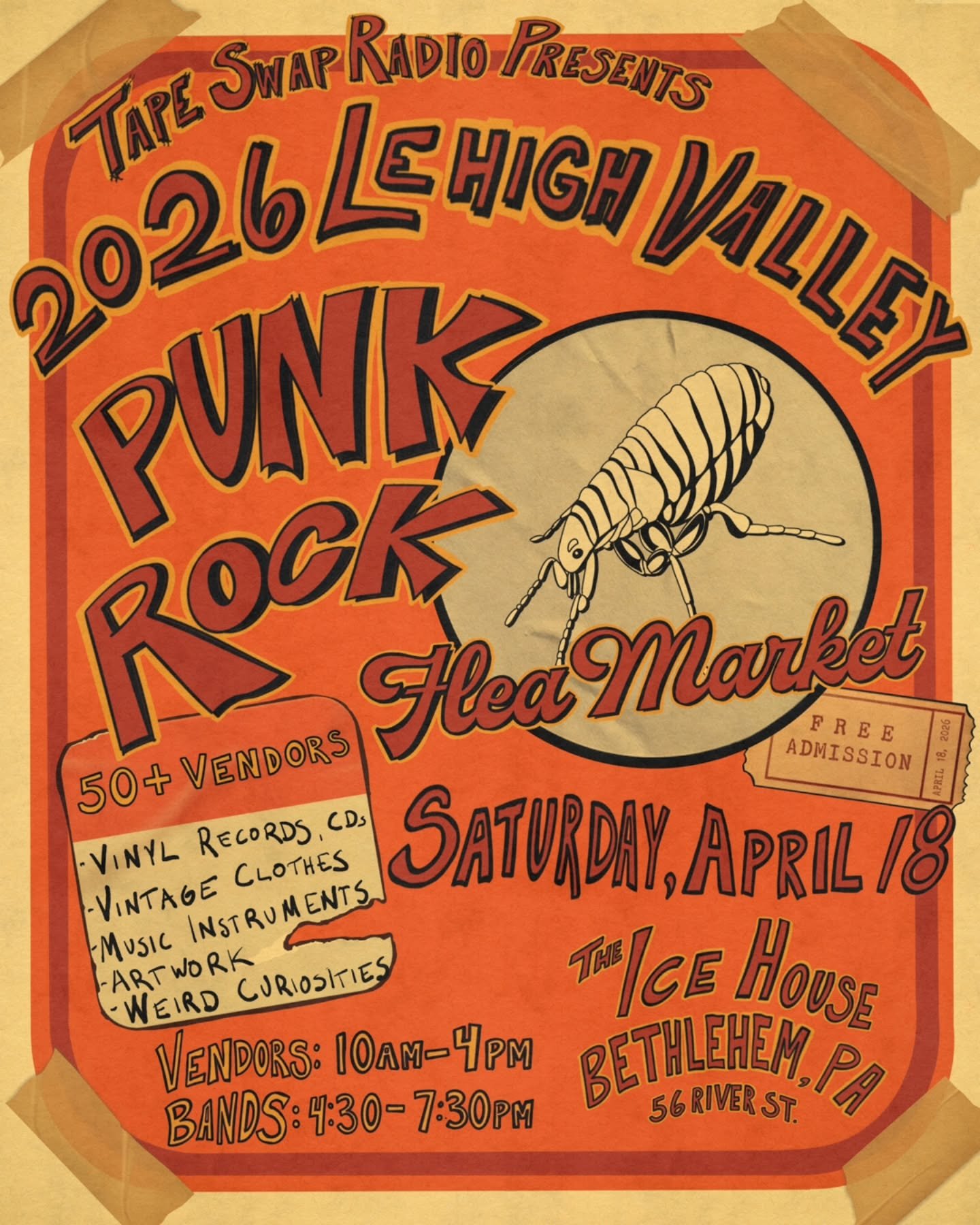Excited to announce the Lehigh Valley Punk Rock Flea Market is returning to the Ice House in Bethlehem on Saturday, April 18th! Featuring over 50 vendors, records being spun by @djwarlockpinball777, bands TBA playing after vendor sales end, and much 