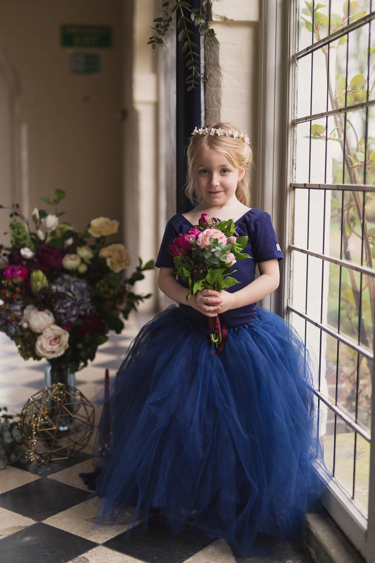 red berry and navy wedding ideas flower girl bridesmaid