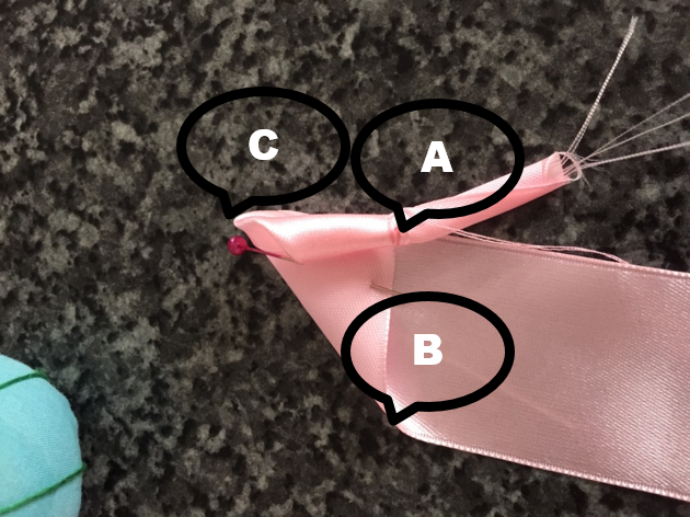 step4 how to make a ribbon rose