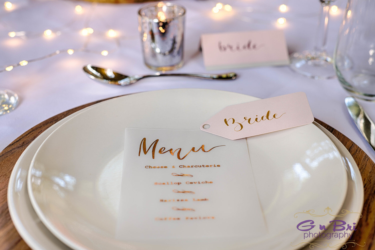 Scapescape_Wedding Inspiration_Table Centrepiece_On the day Stationery_Menu_GnBri Photography