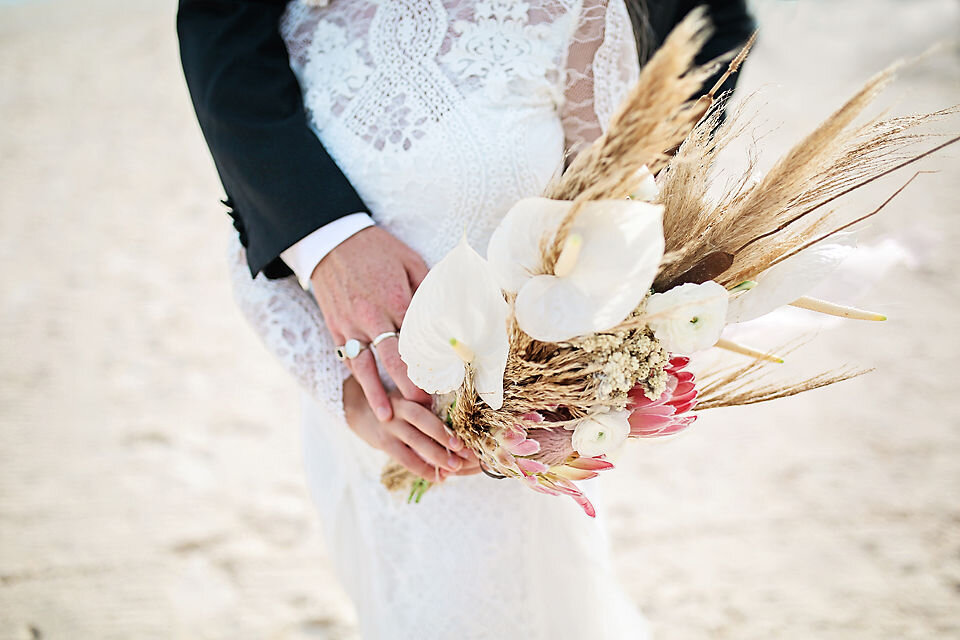 Tulum, Mexico_Wedding Elopement_Bridal Bouquet Peach and Pink_Victoria Mitchell Photography