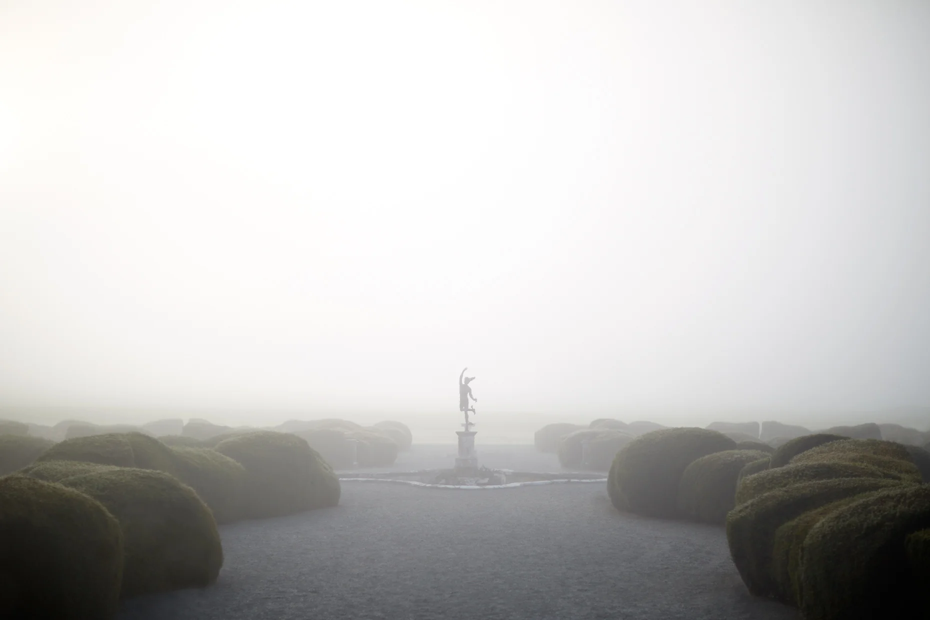 Stacey Van Berkel Photography I Statue at Carton House in the early morning fog I Kildare, Ireland