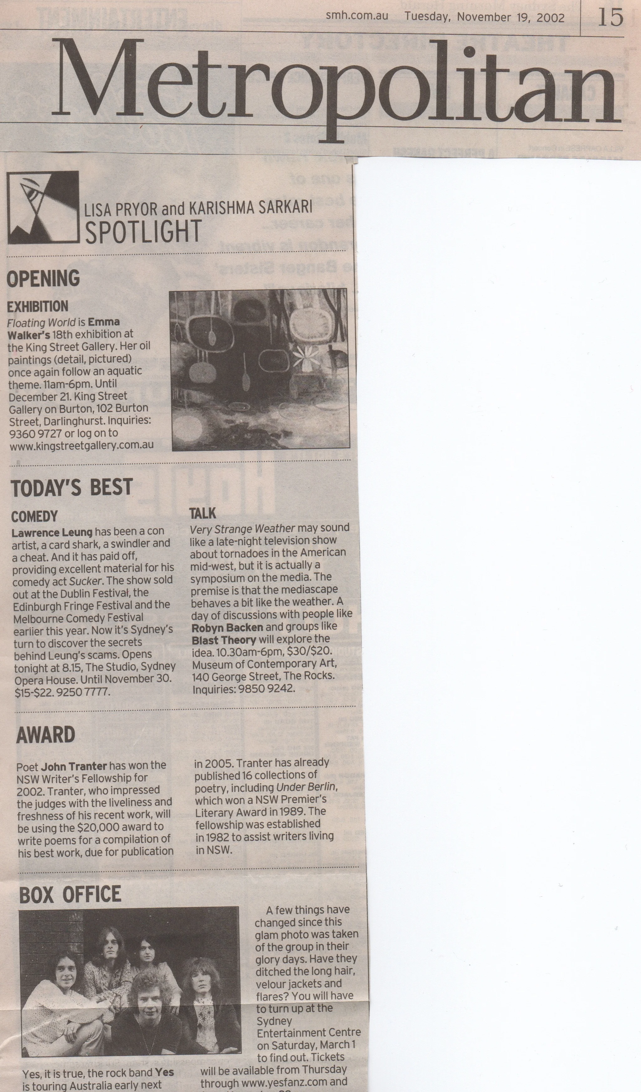 Spotlight Column Metropolitan section Nov 1