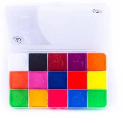 Palette 15 Couleurs Néon Mat – Kit de Maquillage à Base d’Eau