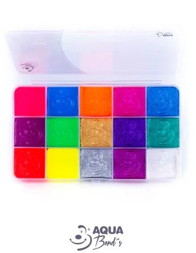 Palette Maquillage Néon & Métallique – 15 couleurs à base d’eau