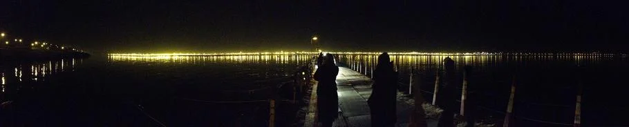 Pontoon Bridge at night, Kumbh Mela festival, India, 2013