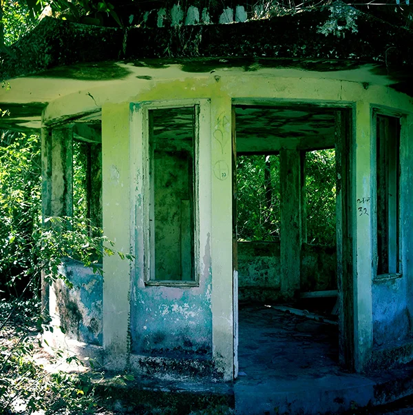 Rounding chamber from the ruins of Maharishi's Ashram, Rishikesh, India.