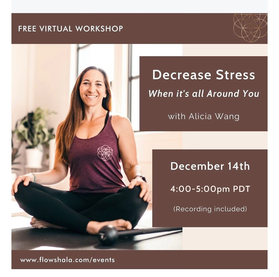 🚨Virtual Workshop 🚨On Decreasing Stress with Coach Alicia ! 
Save the date 🗓 December 14th 
&bull;
🧠Are you ready for a mindful reset?
&bull;
🙏🏻Have you tried other meditative practices, only to get more stressed?
&bull;
Coach Alicia did the wo