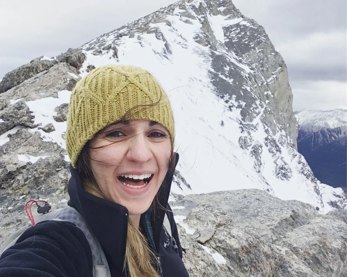 Elation photo on my way down from the windy summit.