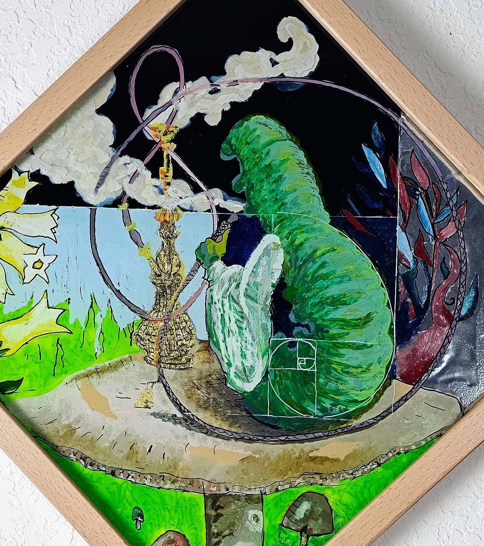 "Mystical Puffs: The Hookah-Indulging Caterpillar of Wonderland" 2023