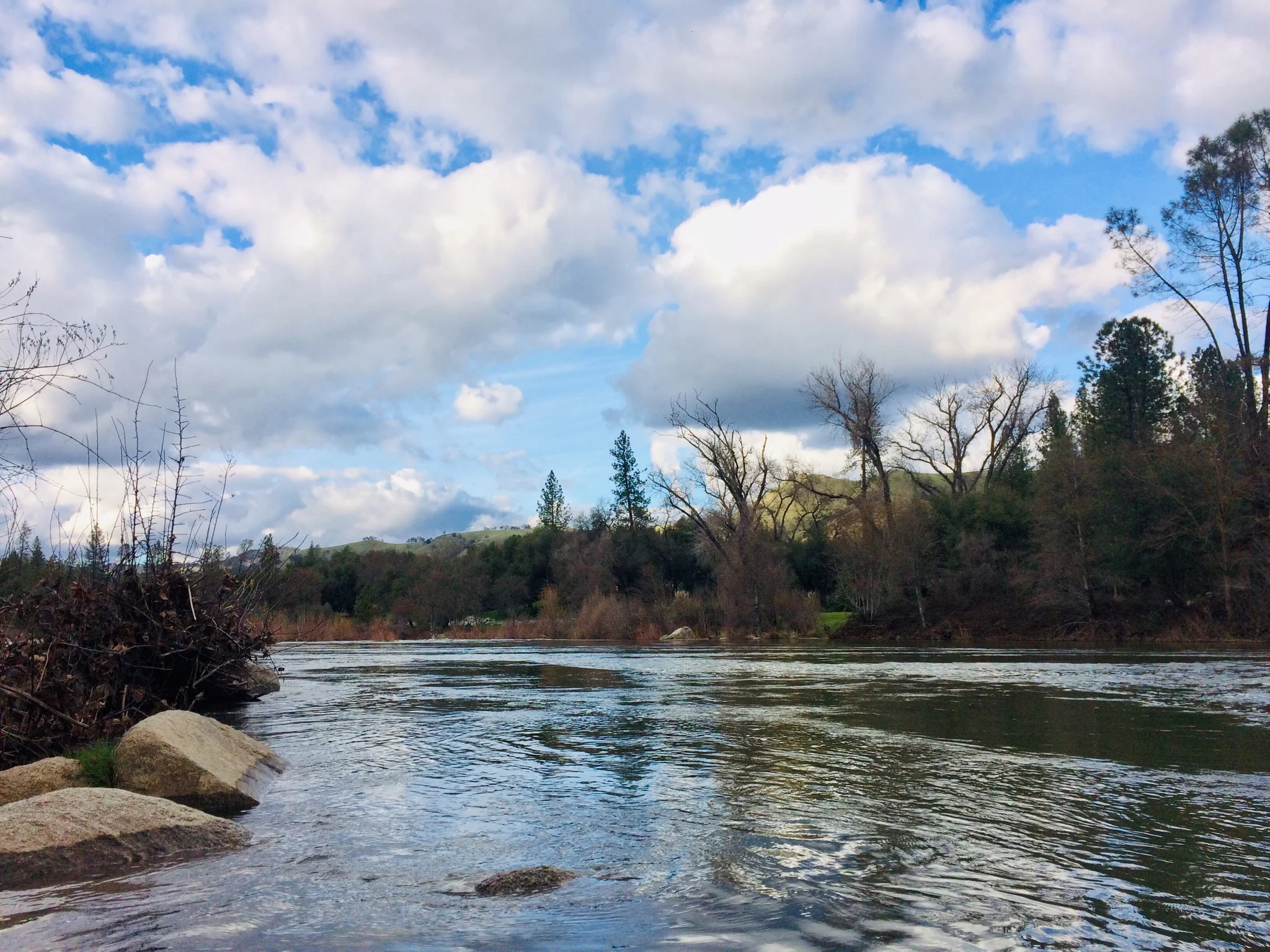 Rocky shore by the Camp Lotus tipi.