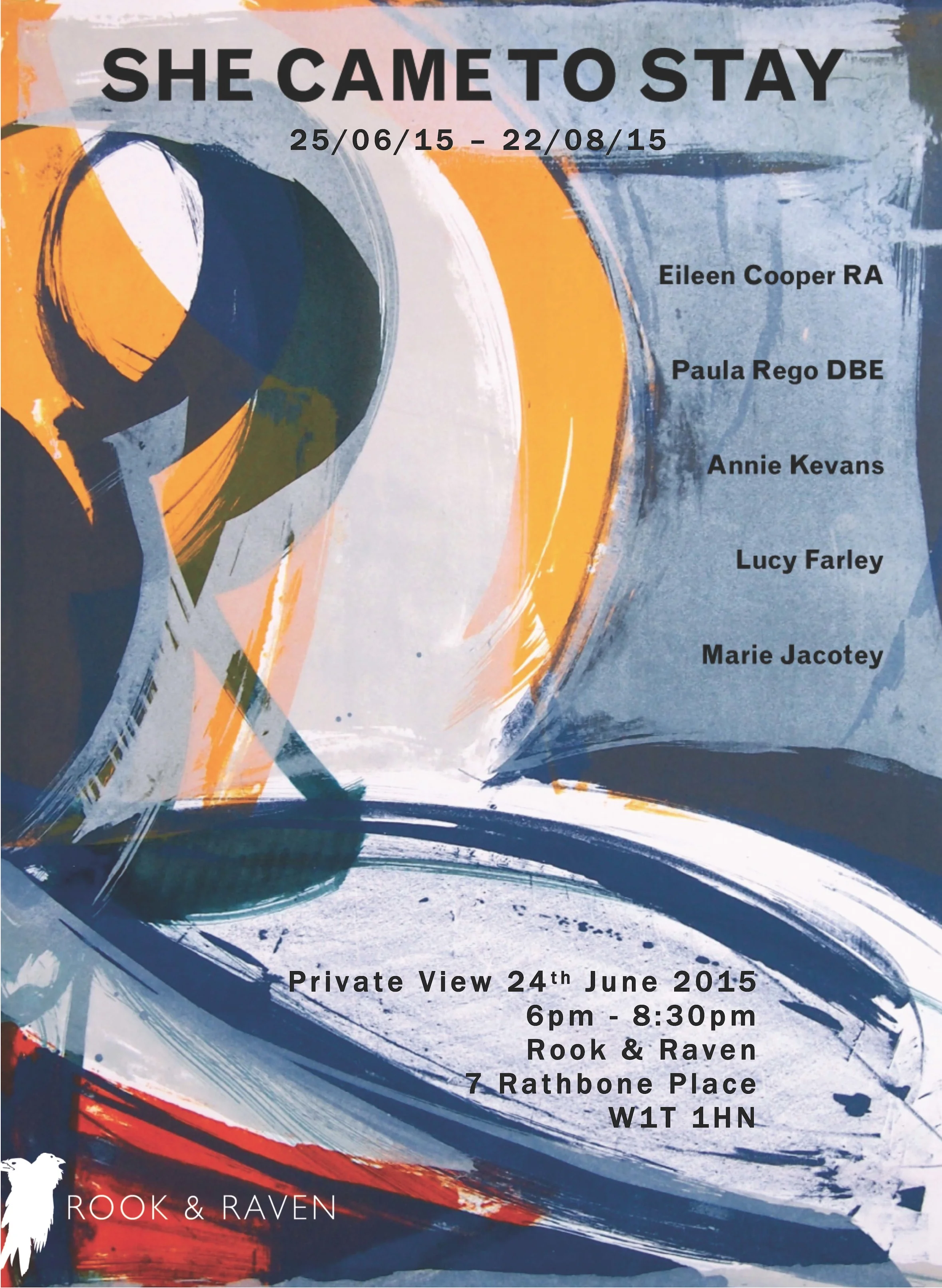 SHE CAME TO STAY 2015 Hand printed exhibition poster, Stone lithograph and letterpress,