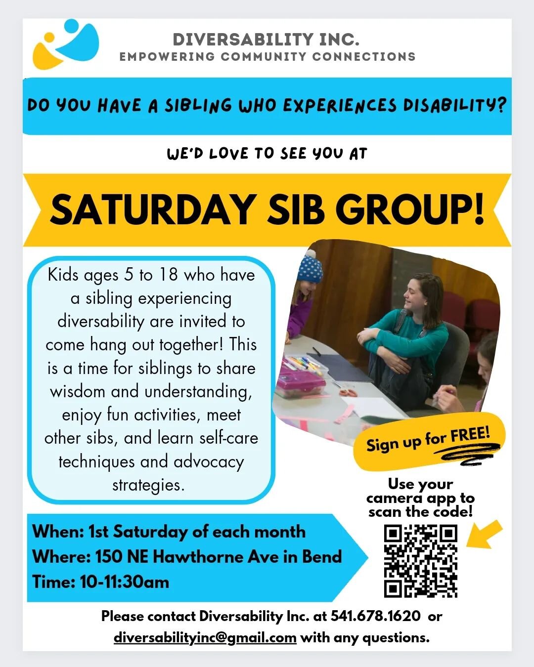 Tomorrow is our monthly Saturday Sib Group!

Please share with anyone you think may be interested!