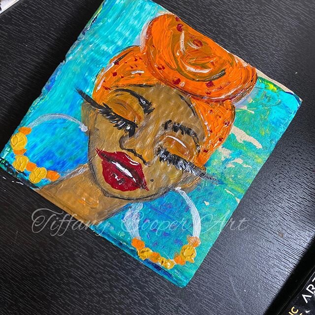 I just love how you can see the ridges of the cardboard 😍😍😍! I have another one so... another video coming up!!! ****** Shop www.TiffanyCooperArt.com for original paintings and prints! ****** #TiffanyCooperArt #dopeart #youngblackartist #blackgirl