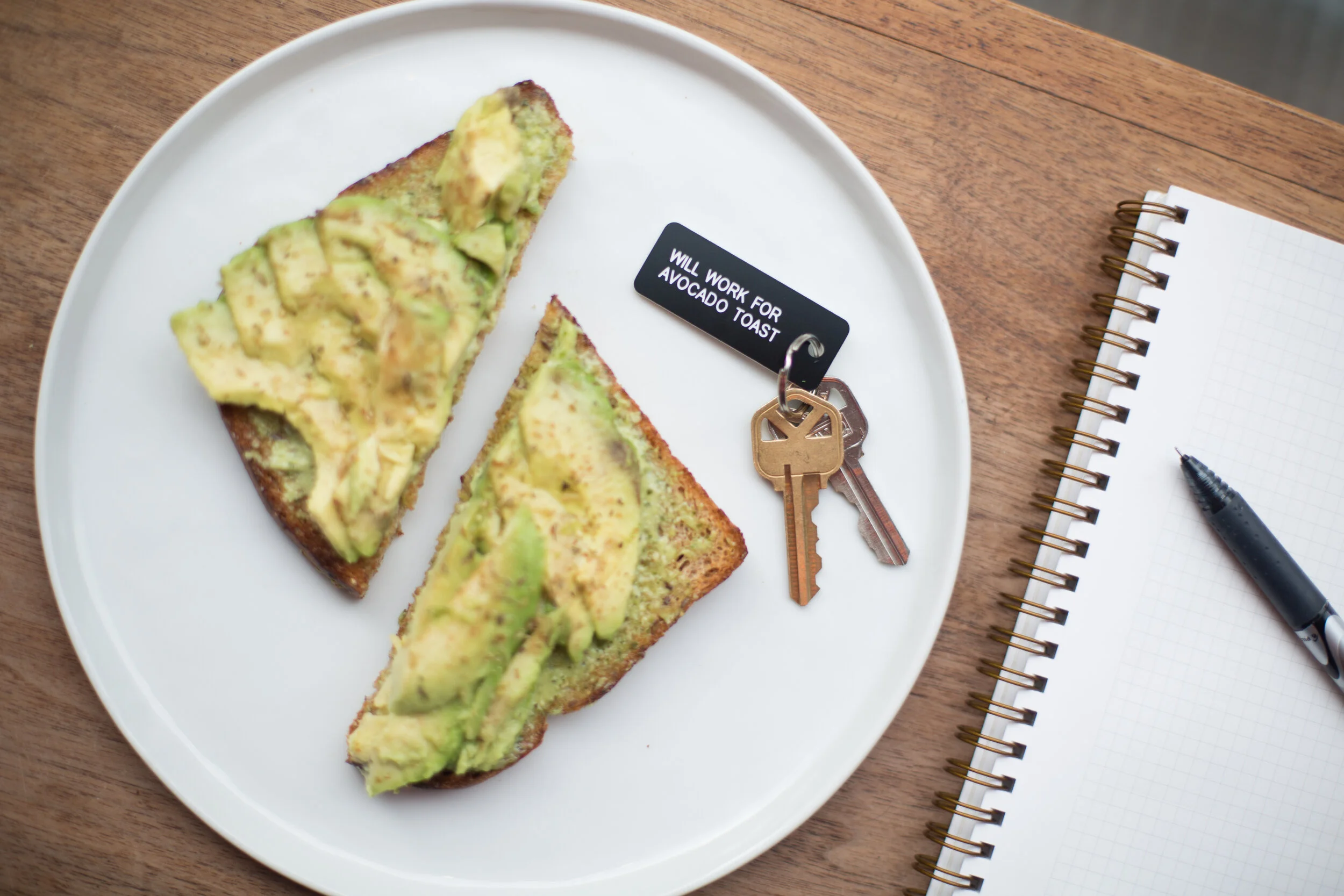 Will Work For Avocado Toast Key Tag