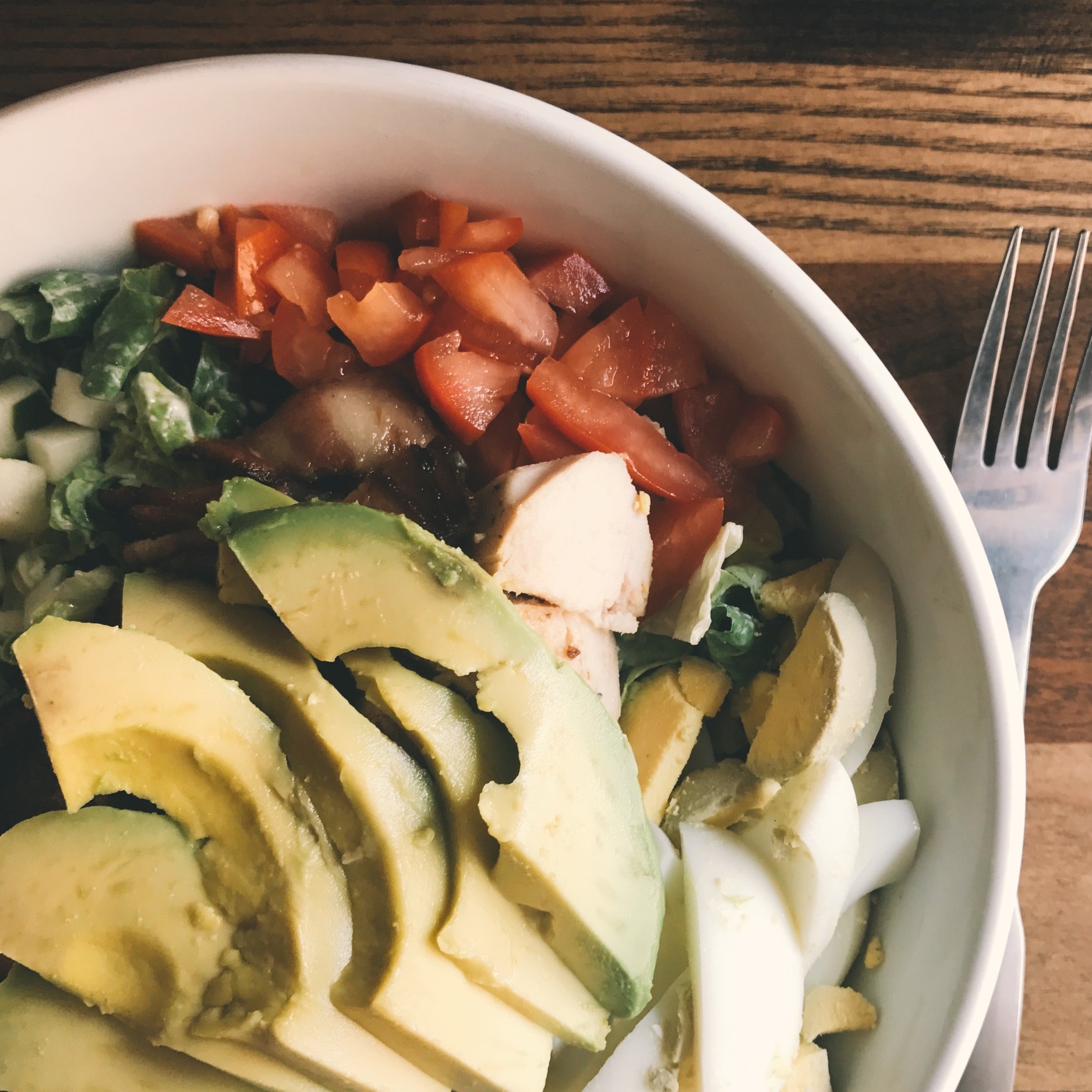 cobb salad at clock restoration on floor six of the qg.JPG