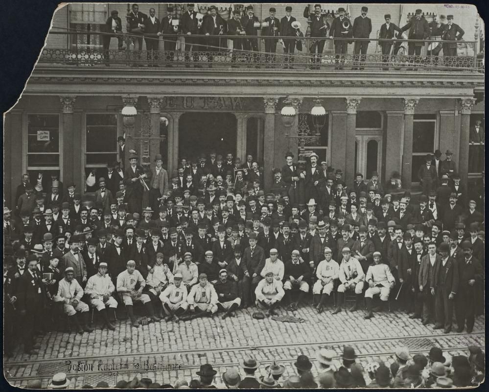 Photo of the Beaneaters with “Nuf Ced” and his Royal Routers at the Eutaw House in Baltimore on September 1897