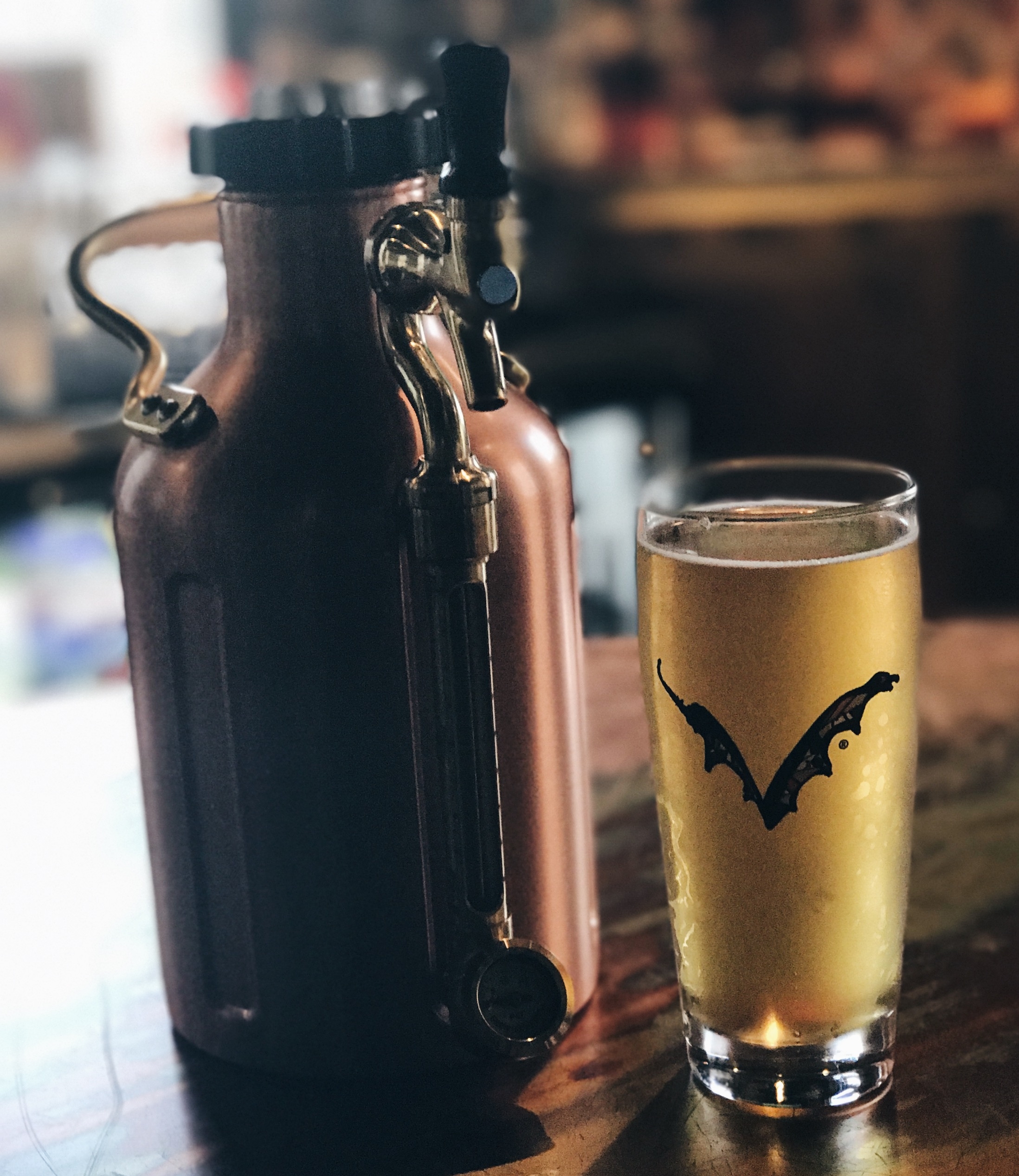 Copper plated 64oz Ukeg pictured with Flying Dog's Summer Rental Radler