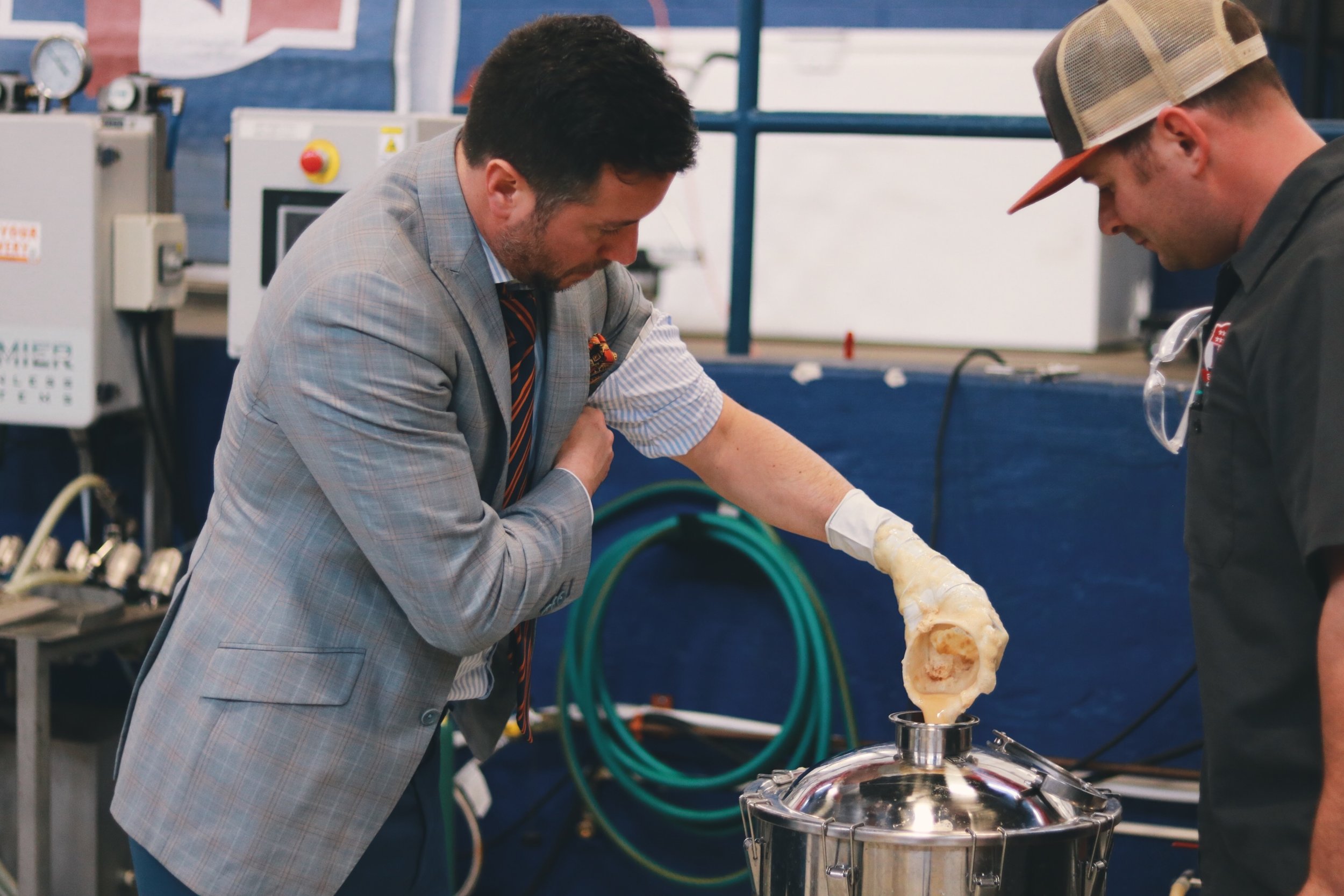 Adding the yeast to our New England style IPA