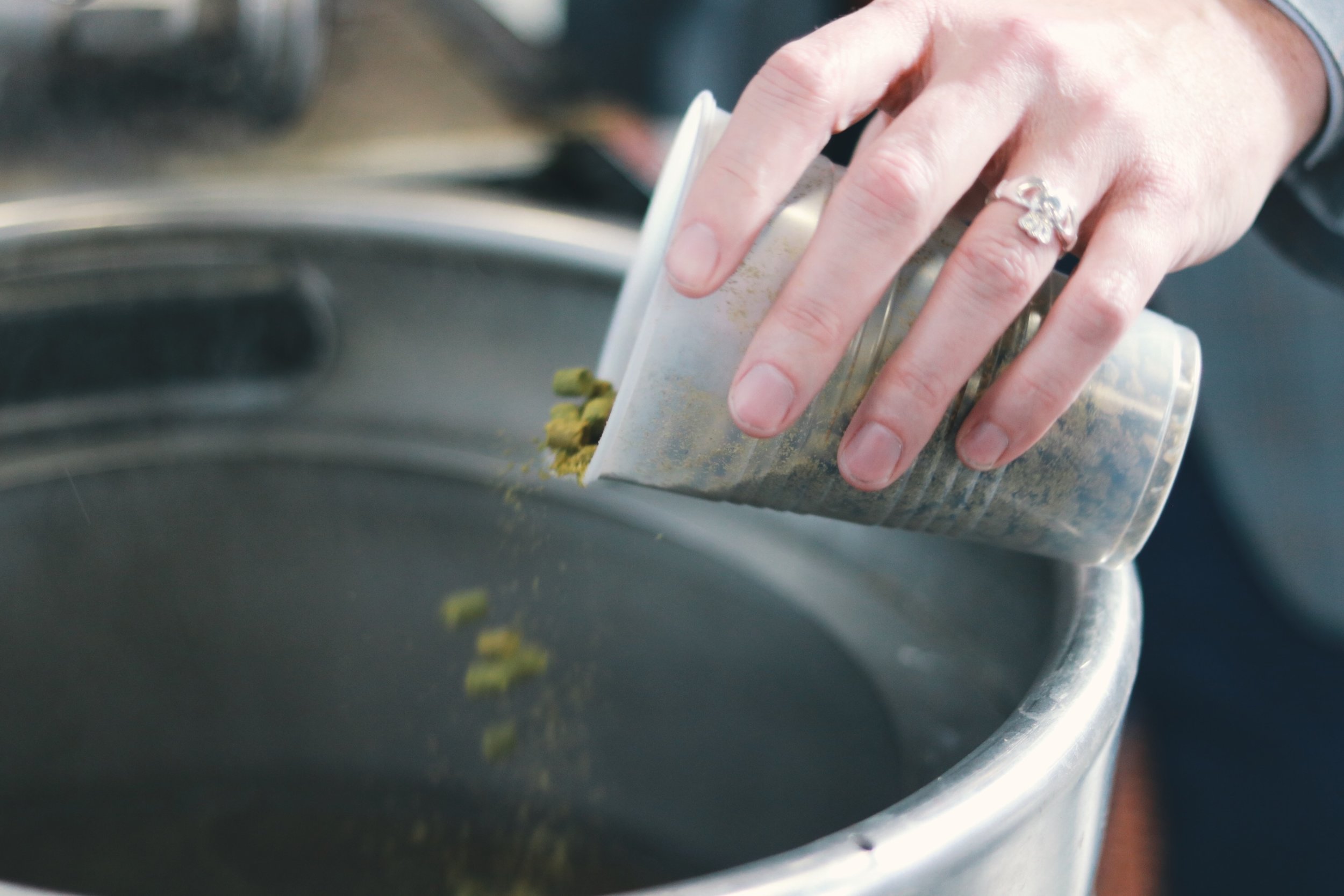 Craig Martin adding hops to our mixture.