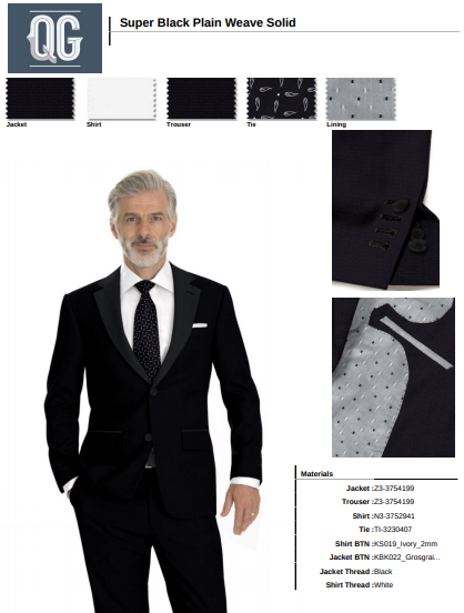 Formal wear one button peak collar tuxedo