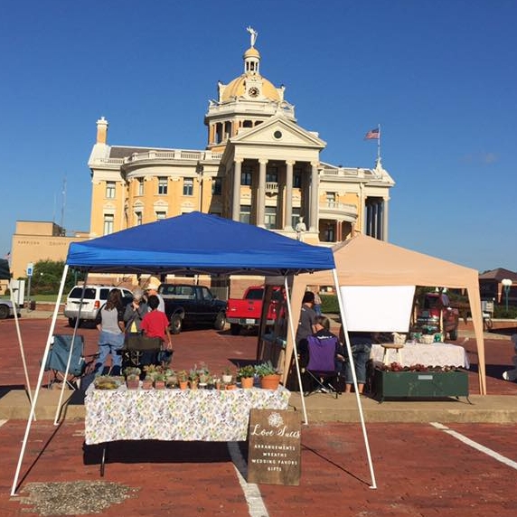 Right in front of the old courthouse. The weather could not have been better!