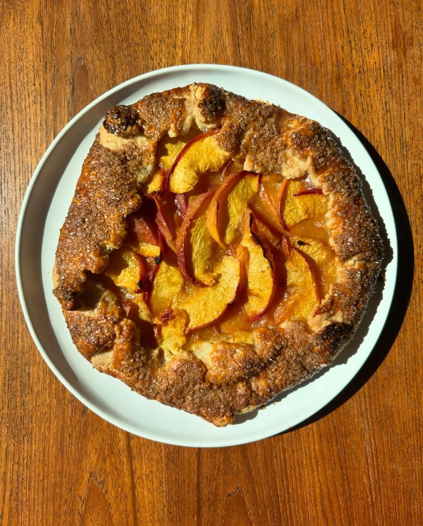 stone fruit szn 🍑 peach galette for coffee house. p.s. i need to get the coffee house IG officially launched &mdash; but it exists! yesterday we had the most people we&rsquo;ve ever had attend. i think 26?? anyways, thank you to everyone who comes a