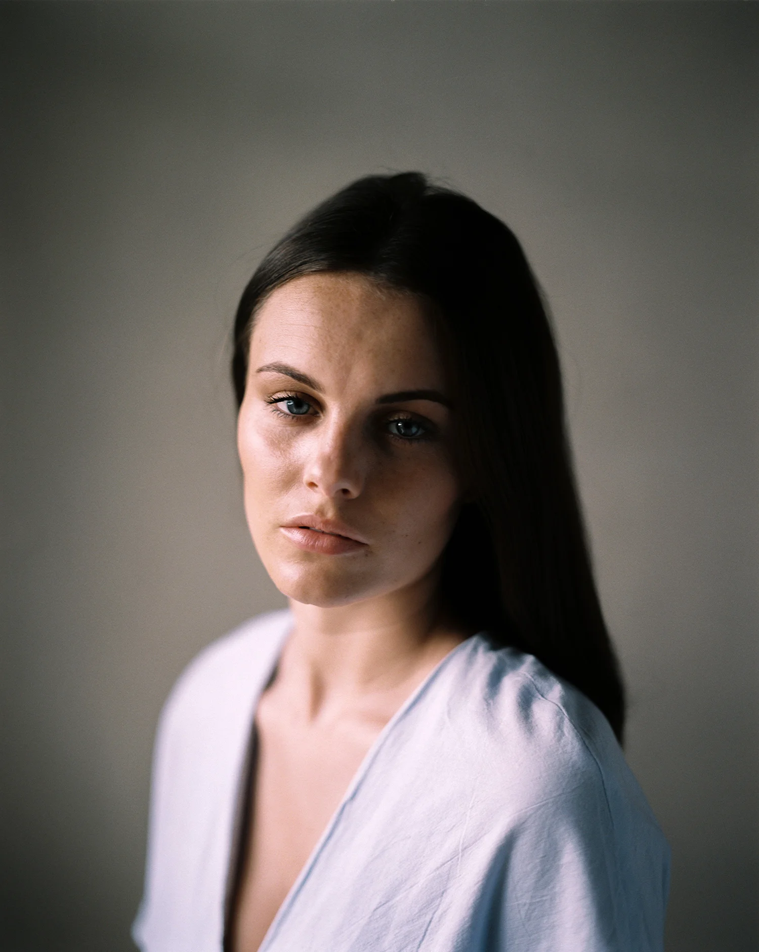 Model test session shot on Kodak Portra 400 film. By Dmitry Serostanov
