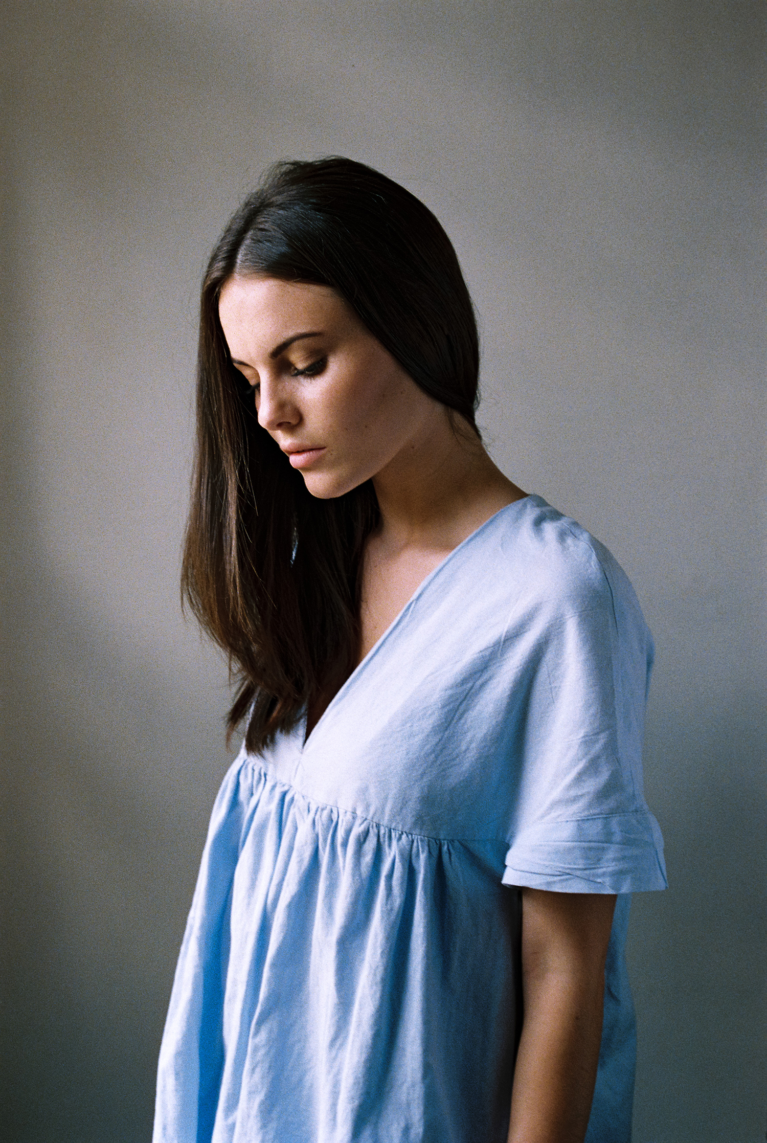 Model test session shot on Kodak Portra 400 film. By Dmitry Serostanov
