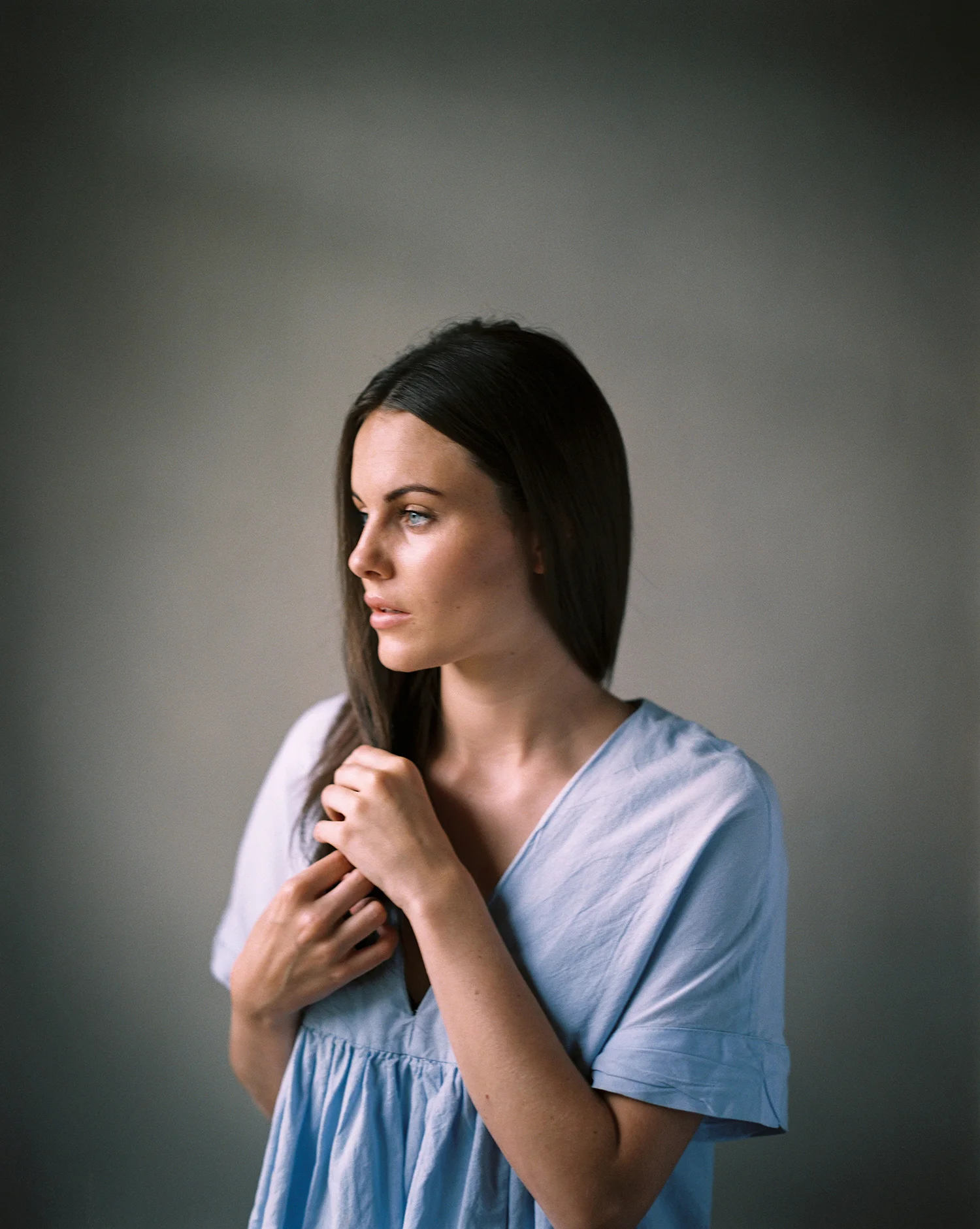 Model test session shot on Kodak Portra 400 film. By Dmitry Serostanov