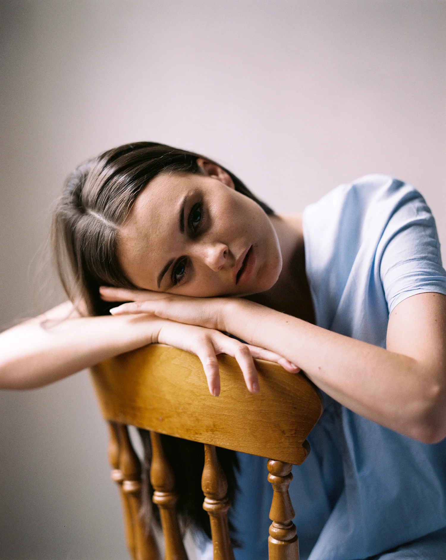 Model test session shot on Kodak Portra 400 film. By Dmitry Serostanov