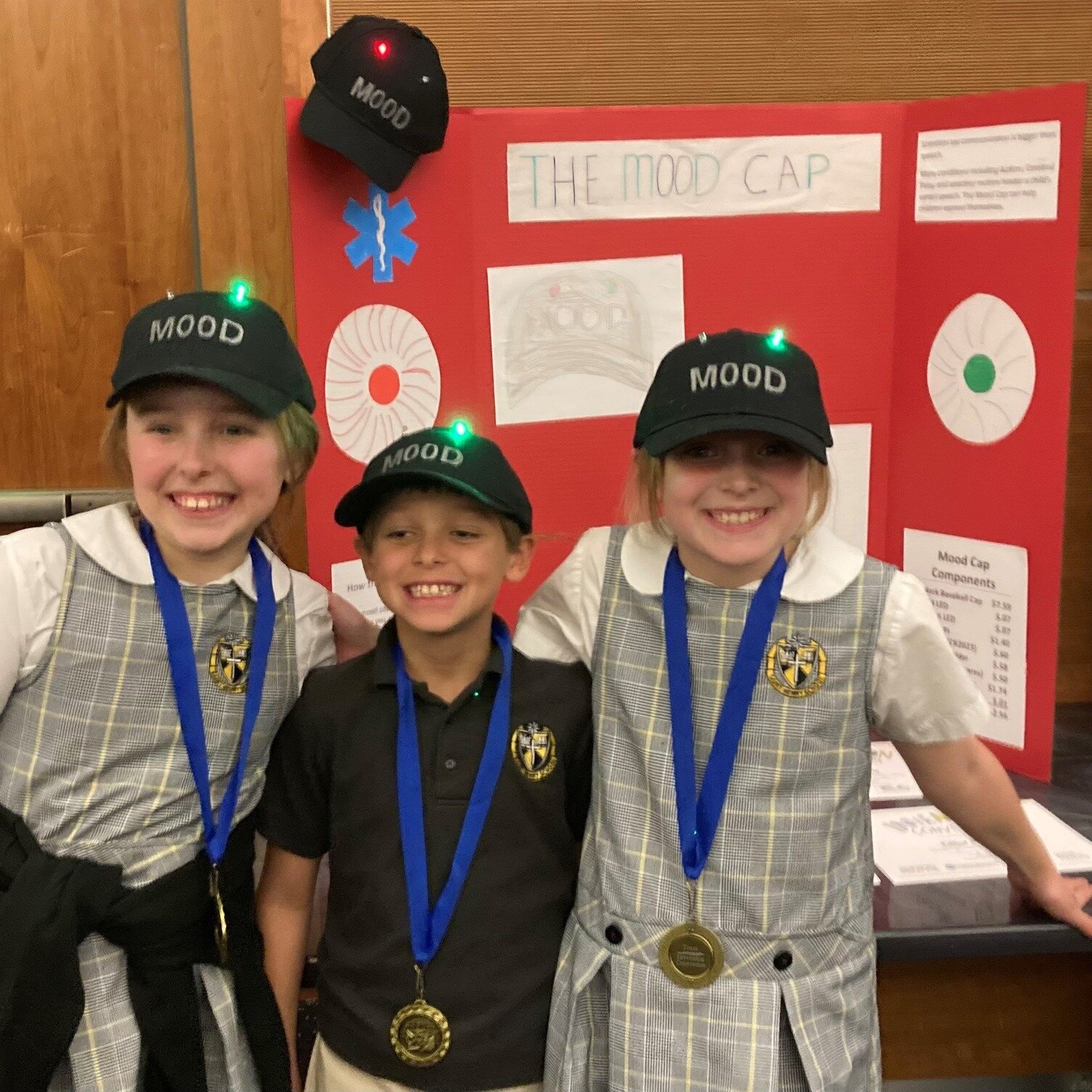 INVENTION CONVENTION - Congratulations to Noah Hale, Maddie Adams, and Elliot Samford for their Mood Cap, which won the Group Championship Award for Entrepreneurship. Josh Lalonde took first place in 4th Grade Games category for his &quot;Spider Roya