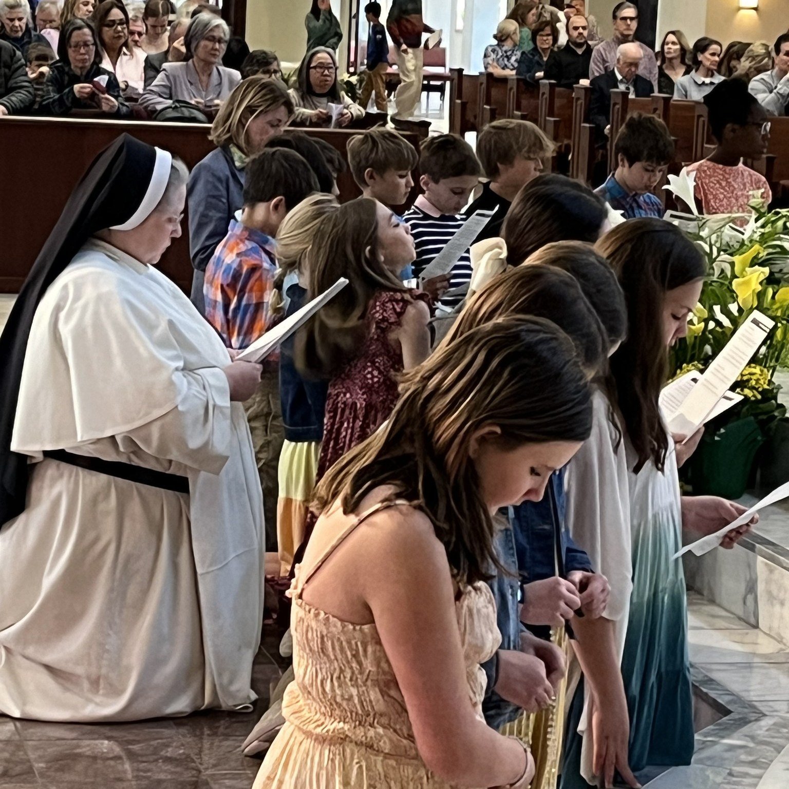 Our 5th Graders praying The Divine Mercy Chaplet. &quot;In the chaplet, the prayers revolve around the concepts of mercy and holiness for the whole world, and reflect the prayers and promises we make during the Mass. It&rsquo;s an extremely powerful 