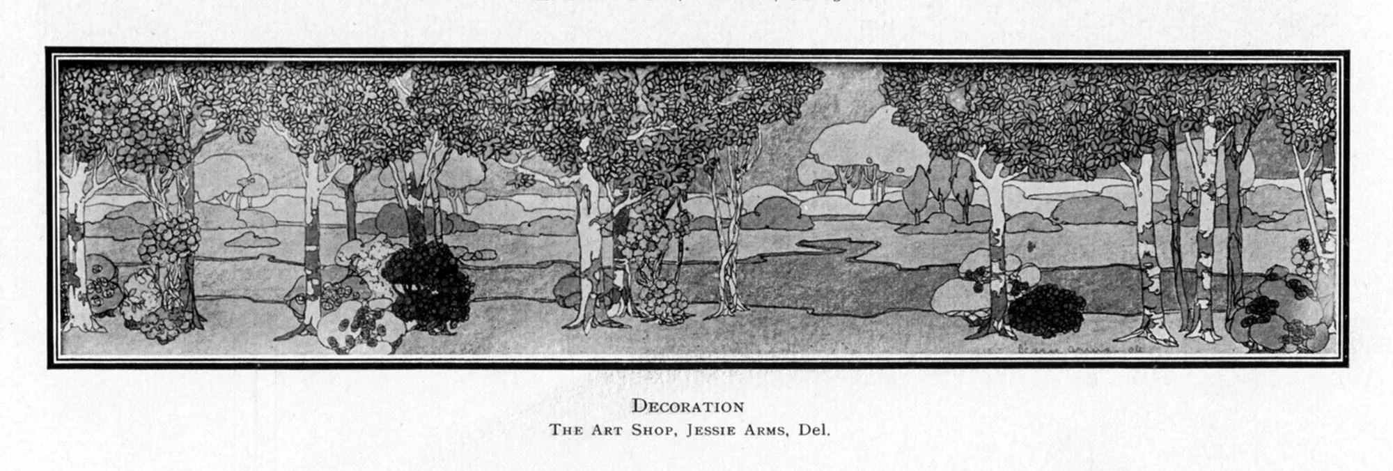 Rendering of a Jessie Arms mural in the Chicago Architectural Club Exhibition Catalog, 1907.
