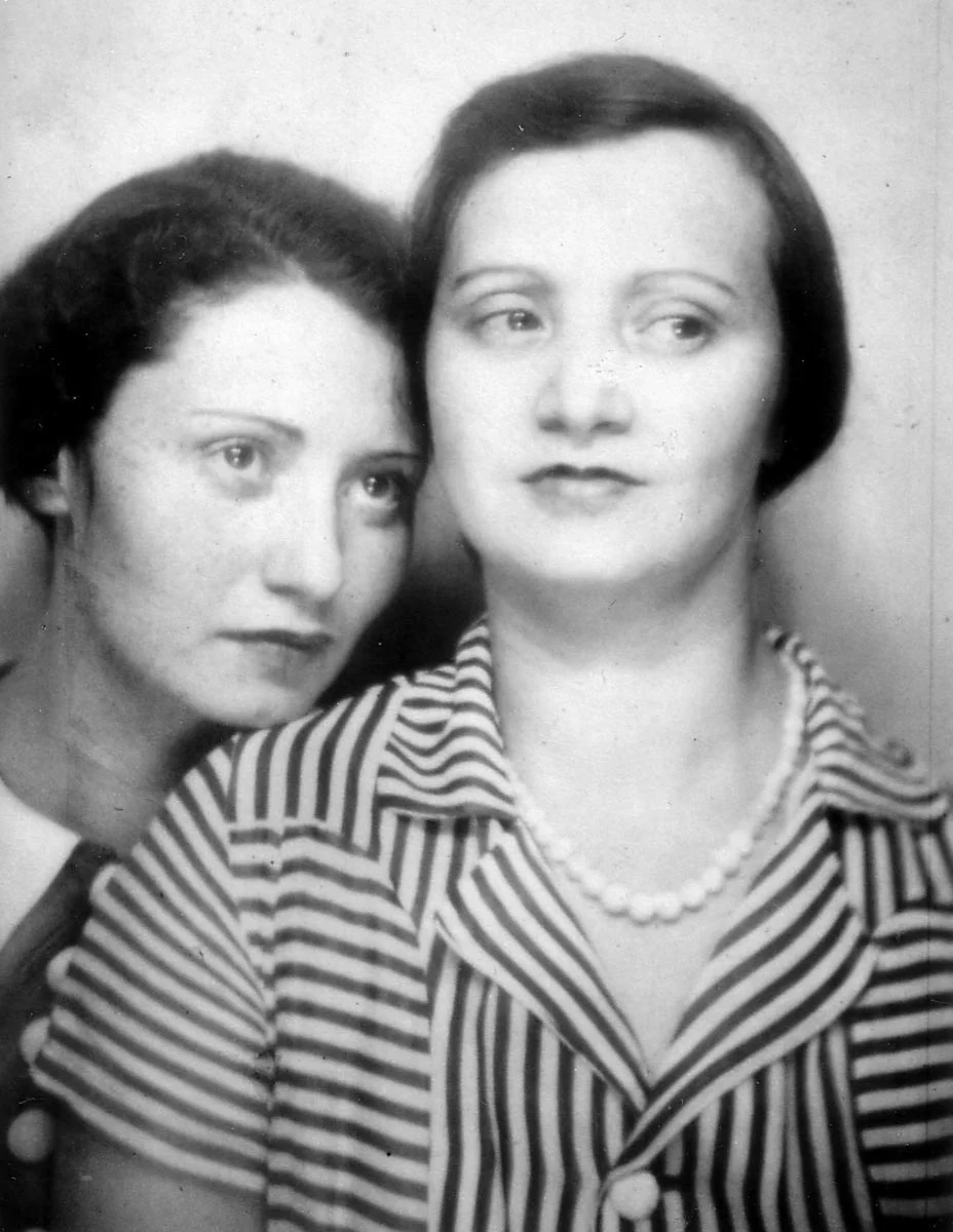 My grandmother, Piri Klein Neumann, left, and her aunt Sharika Farkas, right, had their photograph taken in a photo booth at A Century of Progress , 1934.