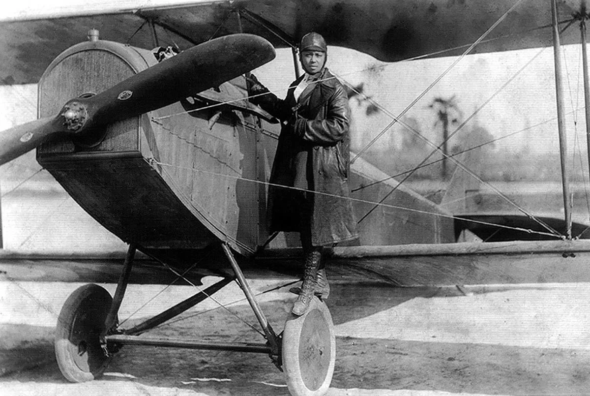 Bessie Coleman worked as a manicurist on Chicago’s South Side before she became the nation’s first female African American pilot. Wikicommons photo, 1922.