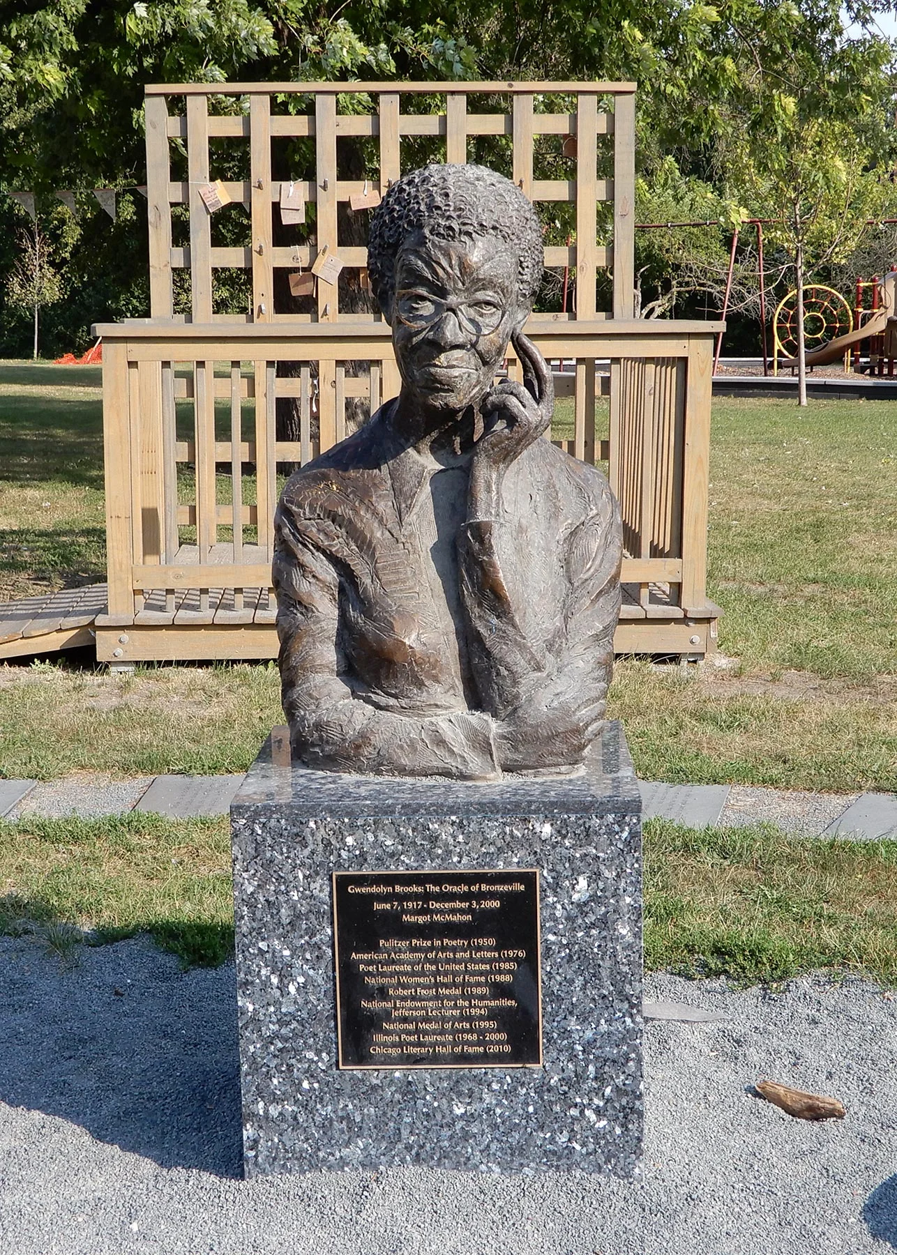 Gwendolyn Brooks Monument in her eponymous park. Photo by Julia Bachrach.