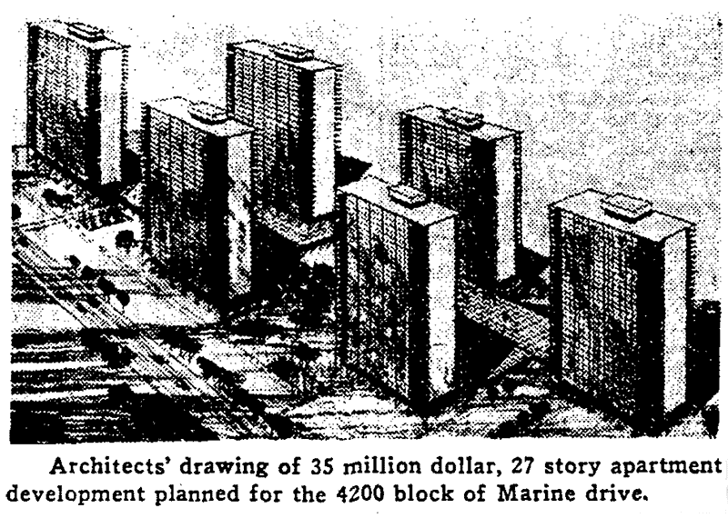 Rendering from “Big Marine Drive Project Set,” Chicago Tribune, February 9, 1960.