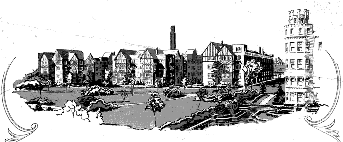 Rendering from Park Gables Marketing Brochure, ca. 1927. Gubbins, McDonnell & Blietz.