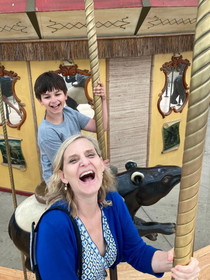 During our recent visit to Lincoln Park Zoo, my grandnephew Cooper and I rode the Endangered Species Carousel. Photo by Wendy Littlefield.